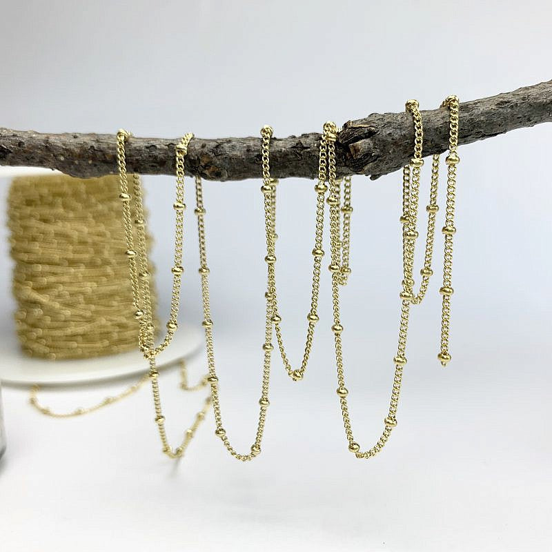 Permanent Satellite Bead Anklet- Gold