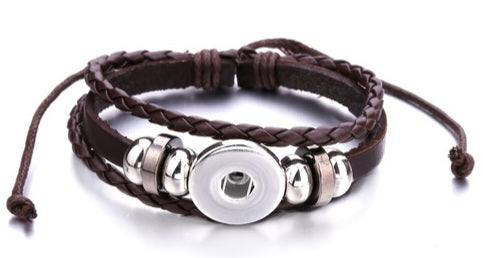 Leather slipknot snap bracelet