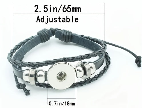 Leather slipknot snap bracelet