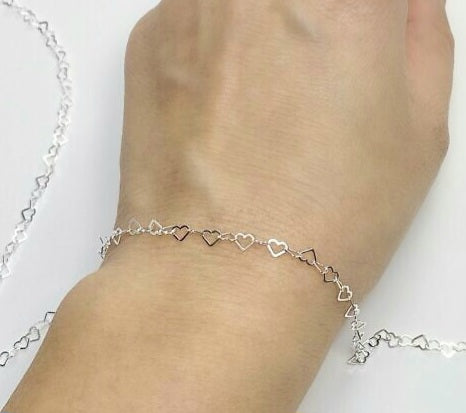 Permanent .925 silver heart anklet