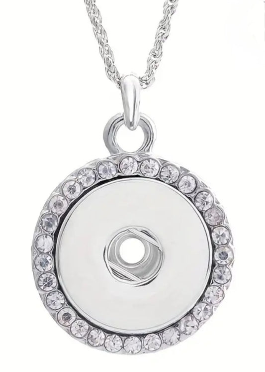 Rhinestone circle snap necklace